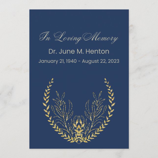 Tunga Olive Löv 3-begravningsprogram Program (Framsida)