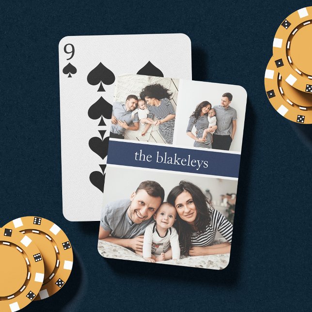 Tunga | Personlig Family Namn Photo Collage Casinokort (Skapare uppladdad)