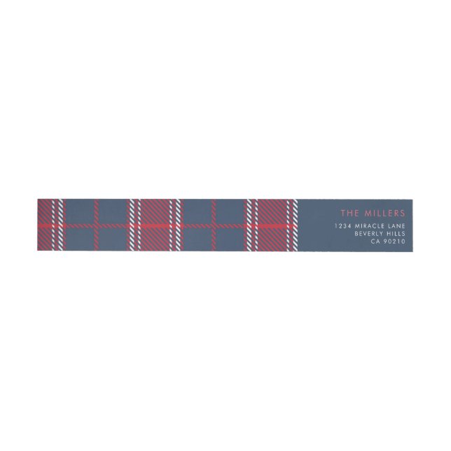 Tunga Red Play Tartan Buffalo Modern Minimalist Etikettband (Individual)