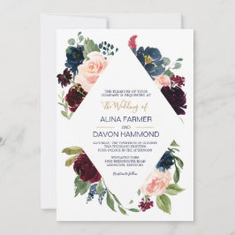 Tunga Ro Burgundy Botaniska Ram Bröllop Inbjudningar