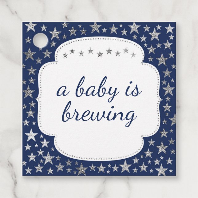 Tunga Silver Twinkle - ett baby brinner tack Gåvor Etiketter (Framsida)