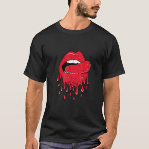 Tunga Slickande Röda Smälter Läppar T Shirt