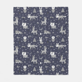 Tunga Sömnig Woodland Critters Gender Neutral Fleecefilt
