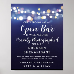 Tunga String på ljus Open Pub bröllop Poster