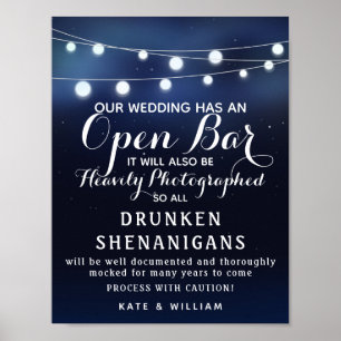 Tunga String på ljus Open Pub bröllop Poster