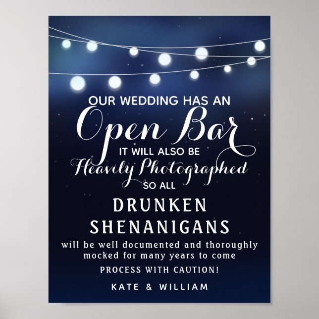 Tunga String på ljus Open Pub bröllop Poster (Framsidan)