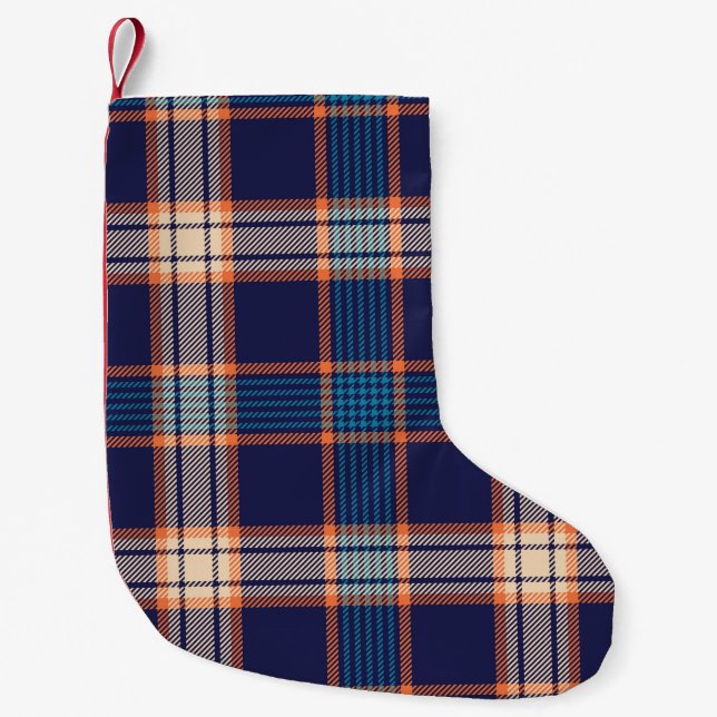 Tunga tartan plaid mönster liten julstrumpa (Framsidan)