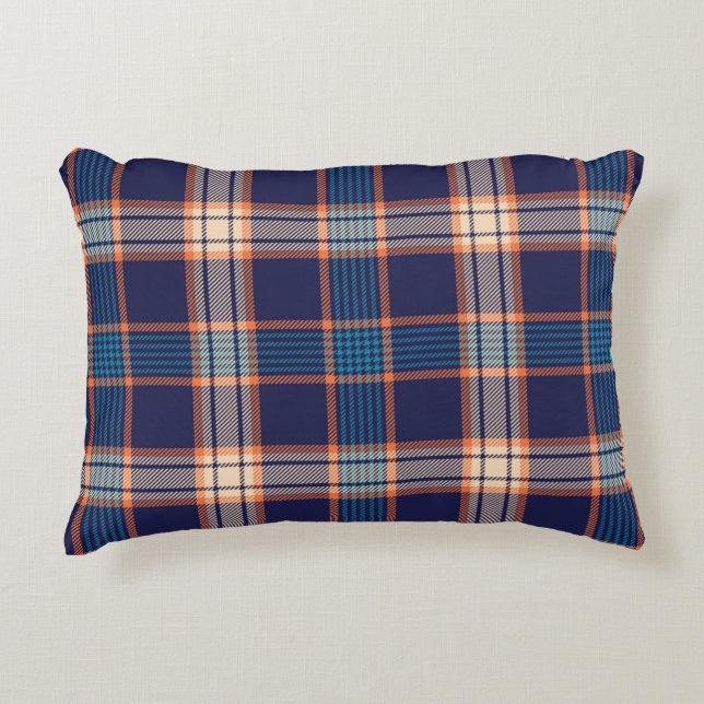 Tunga tartan plaid mönster prydnadskudde (Framsidan)