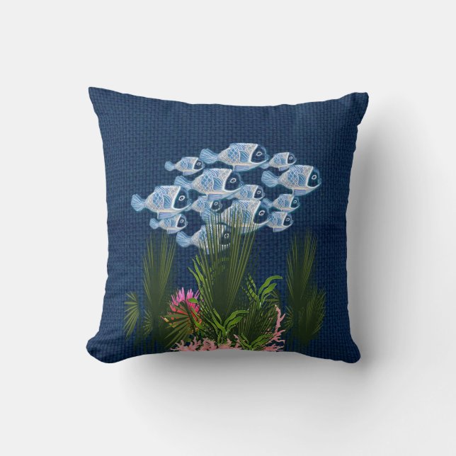 Tunga texturerade,Fisk,Rosa-koral Kudde (Framsida)