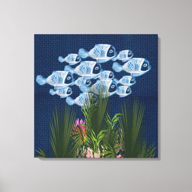 Tunga texturerade, fiskar, Rosa korall Canvastryck (Framsida)