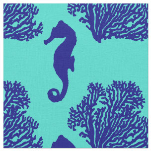 Tunga turkos Seahorse Coastal Mönster Tyg