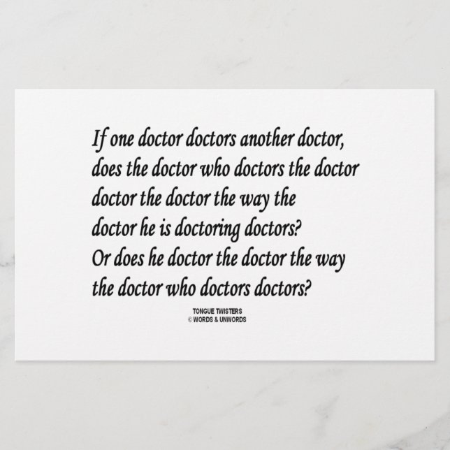 Tunga Twister Doktor Läkare ett annat Doktor (Framsida)