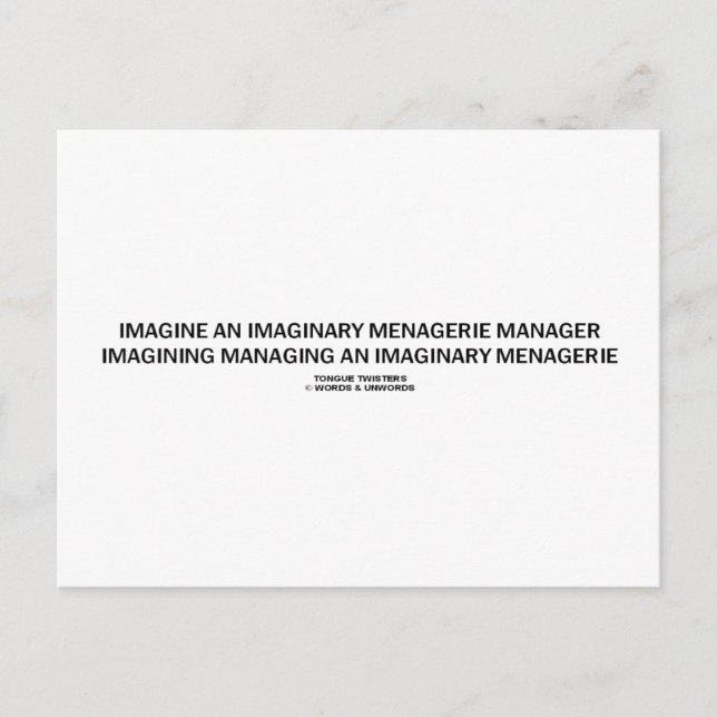 Tunga Twister Imagine Imaginary Menagerie Manager Vykort (Framsida)