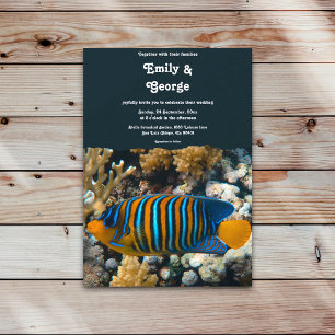 Tunga under Sea Fish Reefs Beach Wedding Inbjudningar
