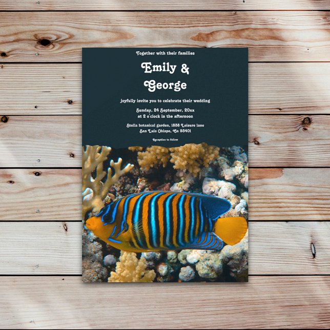 Tunga under Sea Fish Reefs Beach Wedding Inbjudningar (Skapare uppladdad)