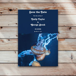 Tunga undervattensjellyfish Nautical Bröllop Spara Datumet