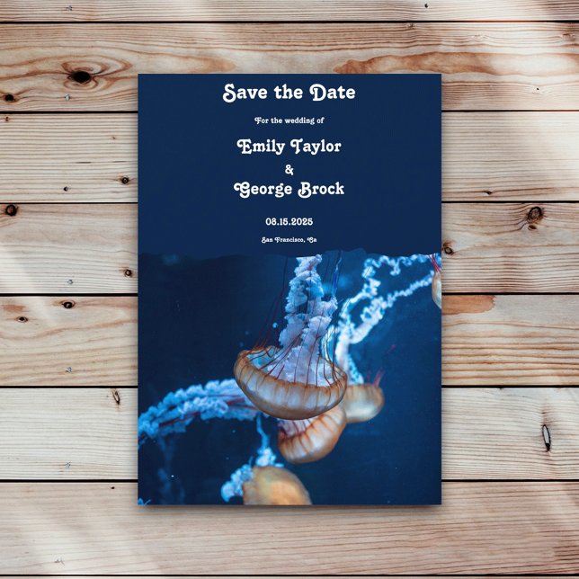 Tunga undervattensjellyfish Nautical Bröllop Spara Datumet (Skapare uppladdad)