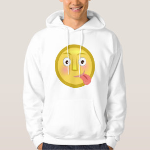 Tunga Ut Emoji Roligt Fånigt Ansikte Hoodie