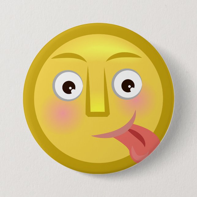 Tunga Ut Emoji Roligt Fånigt Ansikte Knapp (Framsida)
