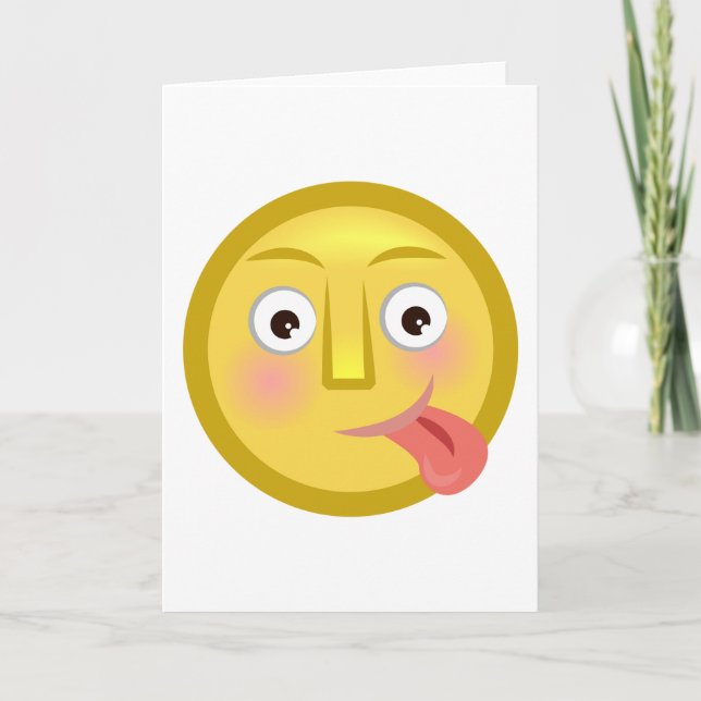 Tunga Ut Emoji Roligt Fånigt Ansikte Kort (Framsida)