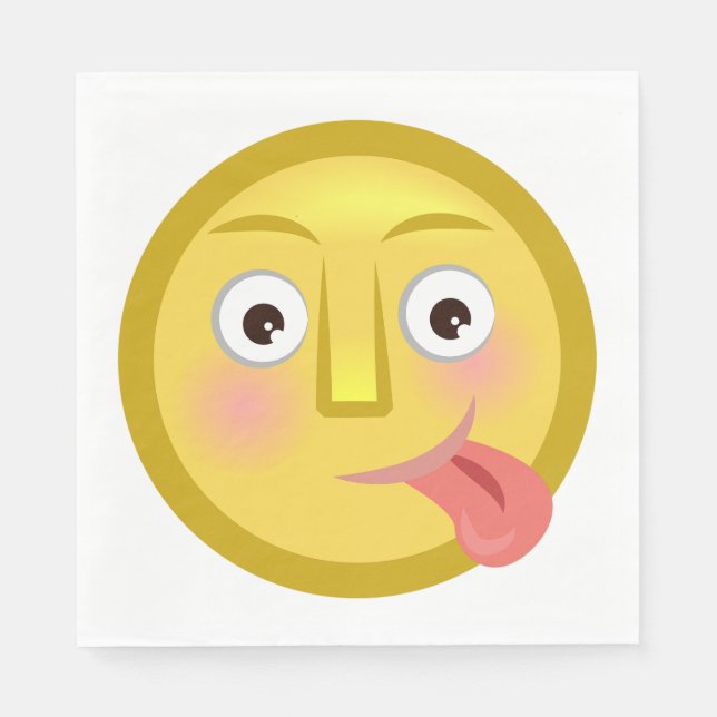 Tunga Ut Emoji Roligt Fånigt Ansikte Pappersservett (Framsidan)