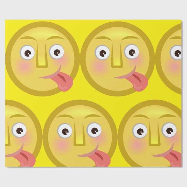 Tunga Ut Emoji Roligt Fånigt Ansikte Presentpapper (Platt)