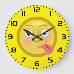 Tunga Ut Emoji Roligt Fånigt Ansikte Stor Klocka