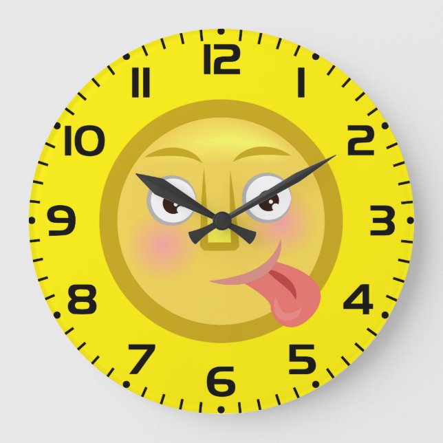 Tunga Ut Emoji Roligt Fånigt Ansikte Stor Klocka (Framsida)
