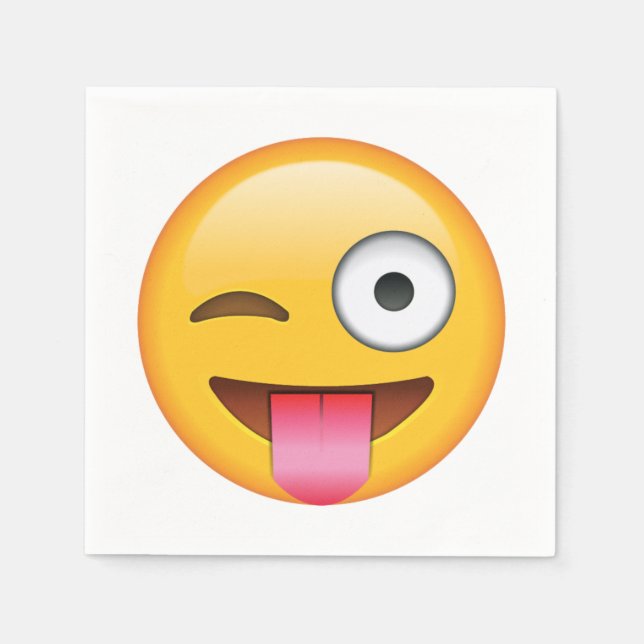 Tunga ut med Winking Öga - Emoji Pappersservett (Framsidan)