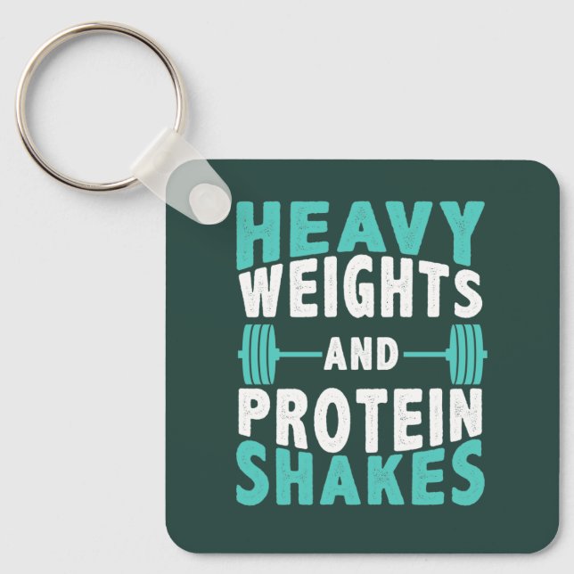Tunga vikter och proteindrycker Gym Nyckelring (Framsida)