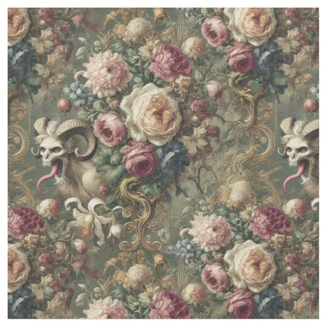 Tunga-vita blommor - Gult klassiskt plattor Tyg (Närbild)