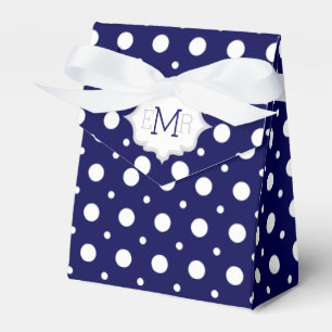 Tunga vita polka prick mönster monogram bröllop presentaskar