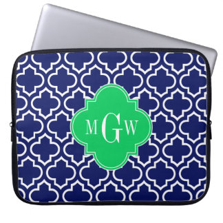 Tunga Wht Moroccan #6 Emerald 3 Initial Monogram Laptop Sleeve