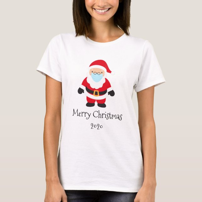Tungande 2020 Santa God jul Ansikte Mask T Shirt (Framsida)