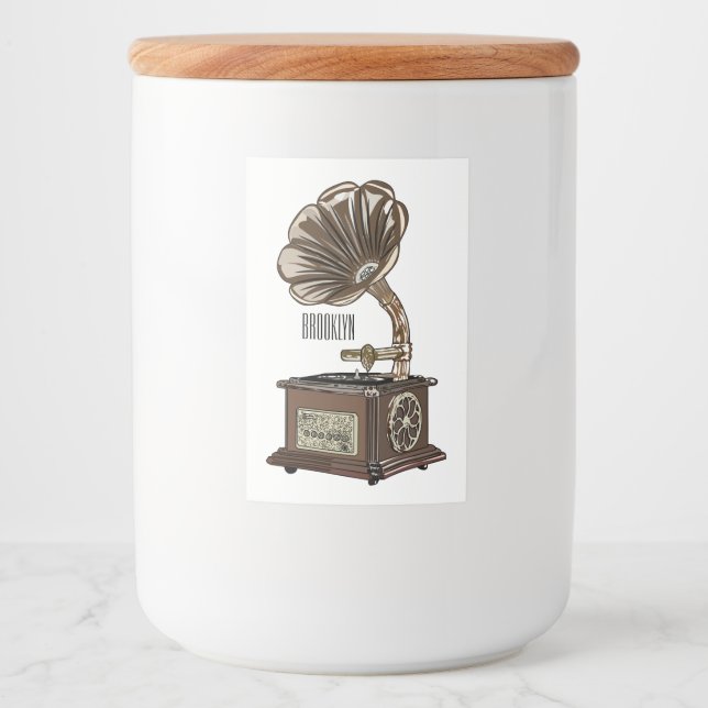 Tungbar illustration av tecknad mat etikett (Framsida)