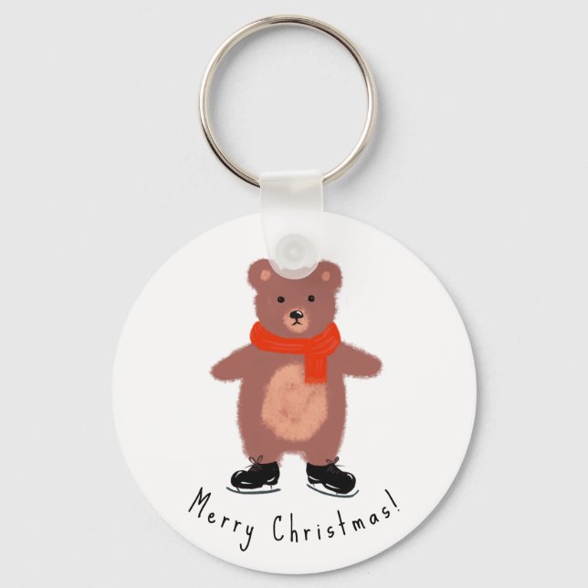 Tungbjörn på vinterrockor nyckelring (Framsida)