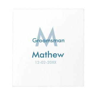 Tungblå groomsman namn brev datamakulor per anteckningsblock