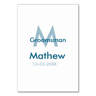 Tungblå groomsman namn brev datamakulor per bordsnummer