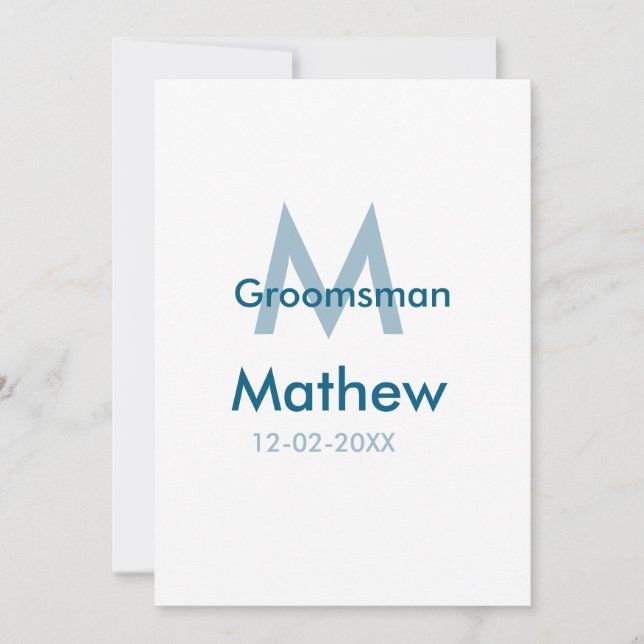Tungblå groomsman namn brev datamakulor per julkort (Framsida)