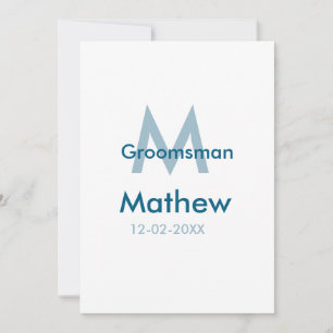 Tungblå groomsman namn brev datamakulor per julkort