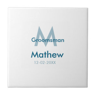 Tungblå groomsman namn brev datamakulor per kakelplatta