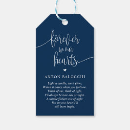 Tungblå, memorialljus, Märkre för begravningstjäns Presentetikett