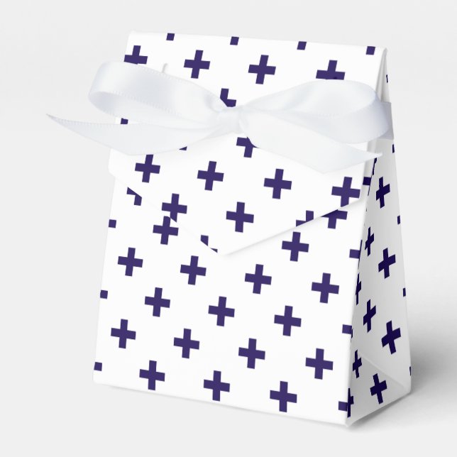 Tungblå polka kor på vitt presentaskar (Framsidan Sidan)