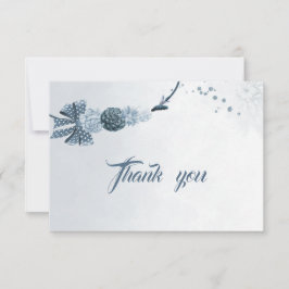 Tungdammig blåa blommor och tack för ditt kort