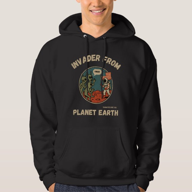 Tungliga Utomjordingar och Astronaut i rymden Hoodie (Framsida)