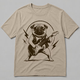Tungmetall Pug Hund som sliter på Elgitarr T Shirt