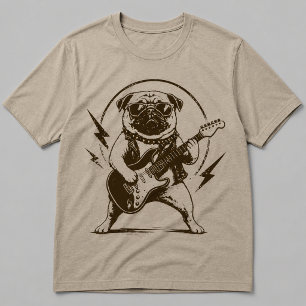 Tungmetall Pug Hund som sliter på Elgitarr T Shirt
