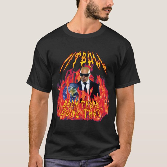 tungmetallpitbull med flammor t shirt (Framsida)
