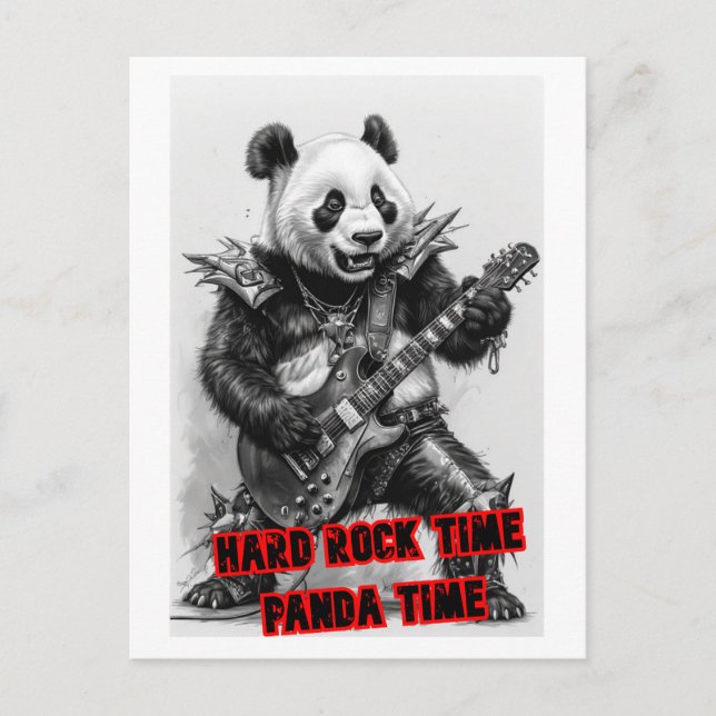 Tungmetallshårdrockare Panda på en Helg Vykort (Framsida)