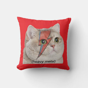 Tungt Andande Katt Meme Heavy Metal Rocker Kudde